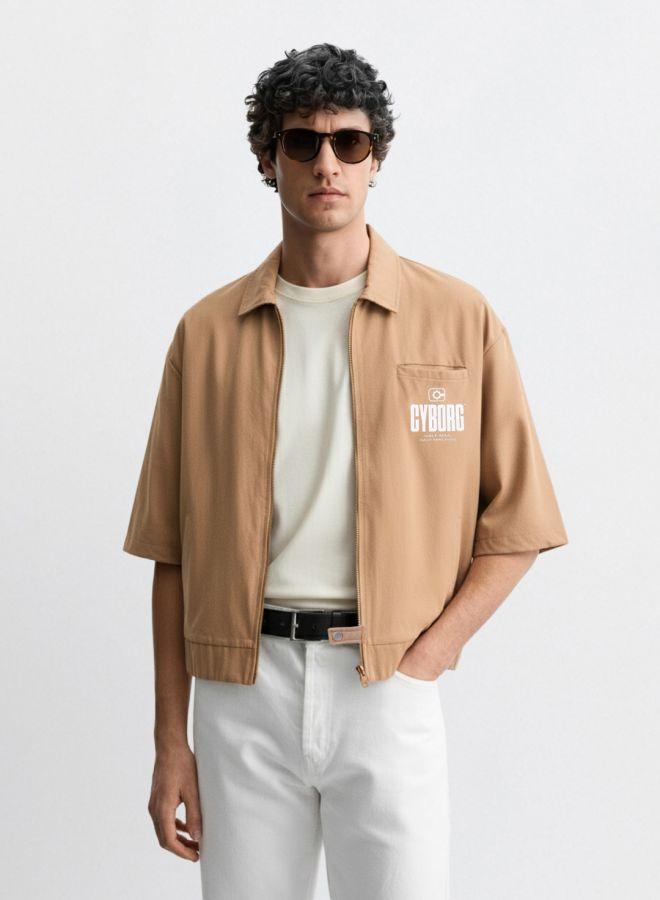 The Indian Garage Co Men Oversized Fit Solid Round Neck Half Sleeves Jacket - Image 1